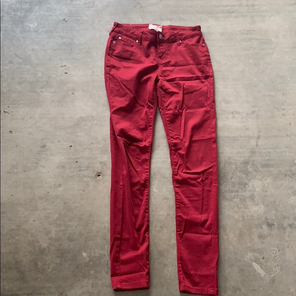 Red stretchy jeans